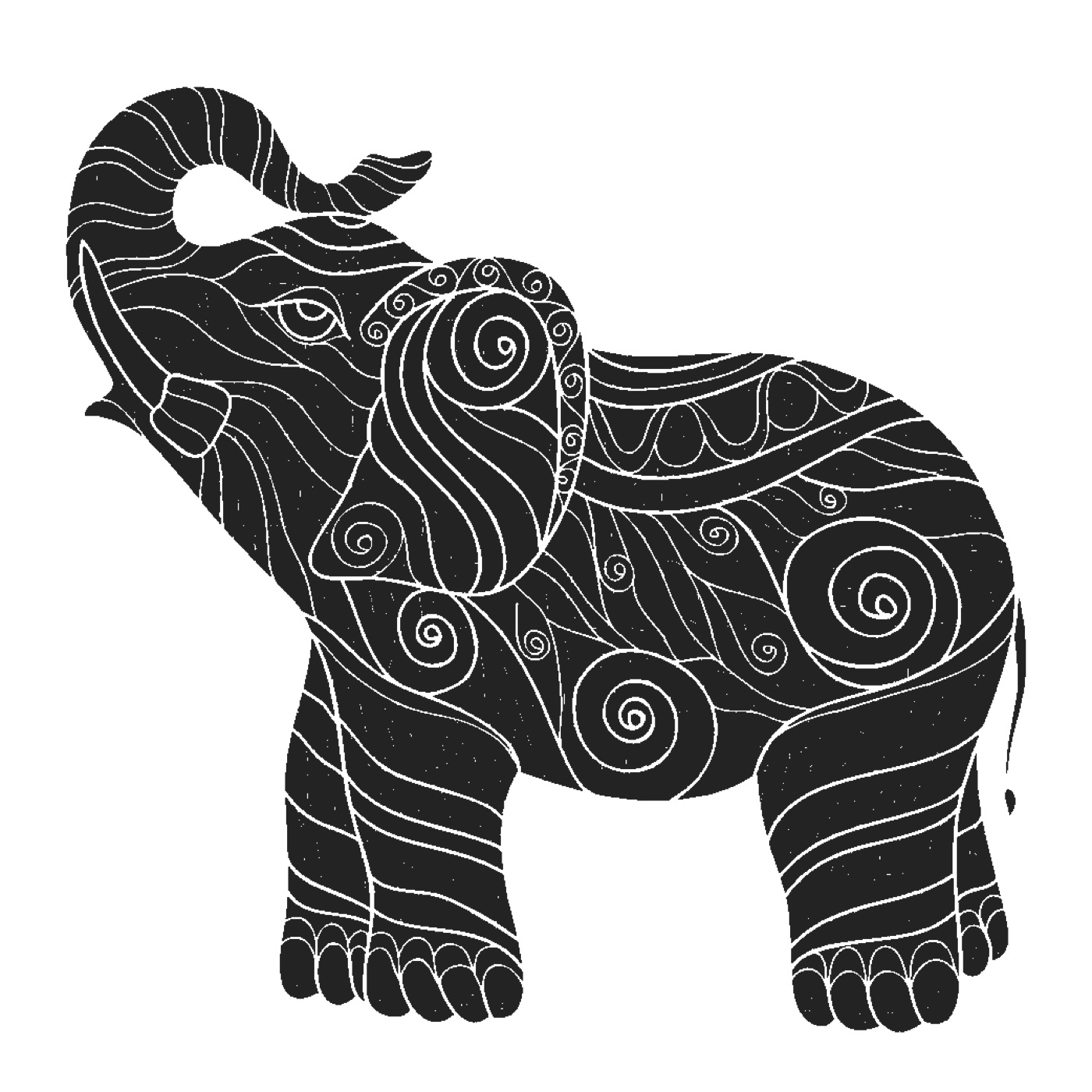 Zendoodle Elephant Art — white Kindle skin