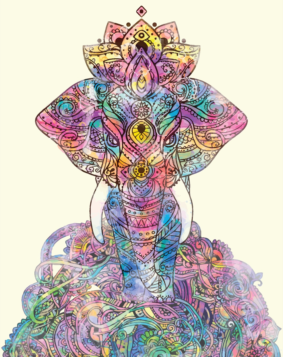 Sacred Elephant Mandala — psychedelic Laptop skin