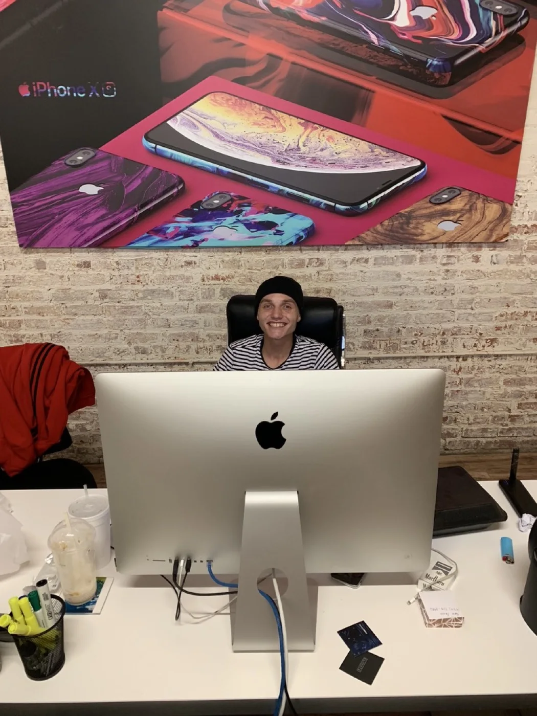 At the front desk in the warehouse years